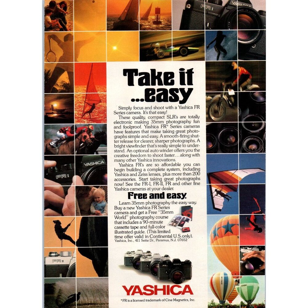 1979 Yashica FR Series SLR Film Camera Vintage Print Ad Photography Wall Art